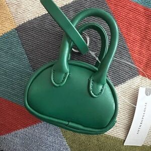 Anthropologie Bag Charm Coin Purse Faux Leather Green NWT